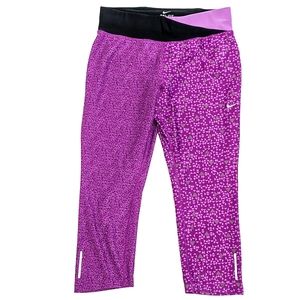 Nike Dri-Fit Purple Pattern Cropped Leggings M
